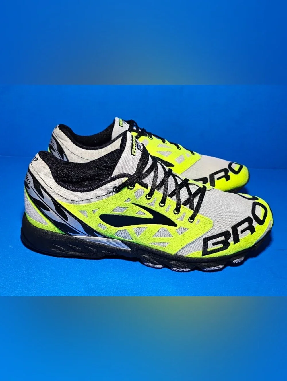 BROOKS T7 Racer  Men's White/Neón Yellow/Black Running Trail Shoes Size 13 US